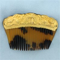 Antique Tortoise Shell Comb in 18k Yellow Gold