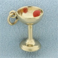 Vintage Martini Glass with Red Enamel Cherry Charm
