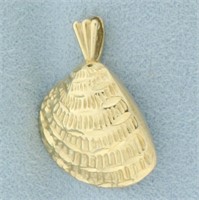 Diamond Cut Seashell Pendant or Charm in 14k Yello