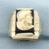 Vintage Onyx Spartan Ring in 10k Yellow Gold
