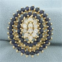 Vintage Sapphire and Diamond Oval Ring  Design Rin
