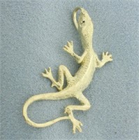 Diamond Cut Gecko Lizard Pendant in 14k Yellow Gol