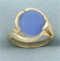 Blue Chalcedony Orb Ring in 14k Yellow Gold