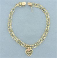Number One Mom Charm Bracelet in 10k Yellow Gold