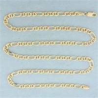 Italian 24 Inch Figaro Link Chain Necklace in 14k