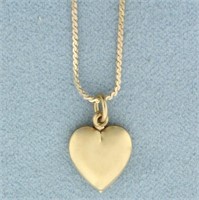 Italian Puffy heart Necklace in 14k Yellow Gold