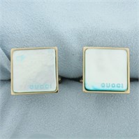 Gucci Mother of Pearl Logo Square Cufflinks