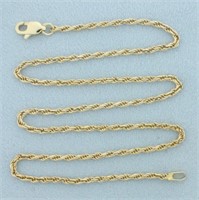 14.5 Inch Rope Link Chain Necklace in 14k Yellow G