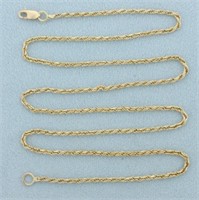 17 Inch Rope Link Chain Necklace in 14k Yellow Gol