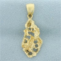 Gold Nugget Pendant in 14k Yellow Gold