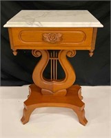 1960s Victorian Empire Style Lyre Marble Top Table