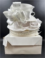 Ladies White Derby Hats and Hat Box