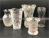 5 Various Glass Flower Vases