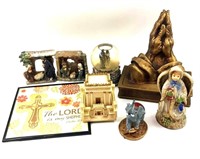 Various Religious Figurines and Music Boxes