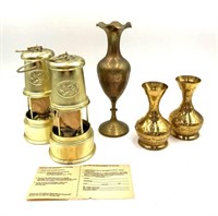 Brass Vases and Two Sir Humphrey Davey Lamps