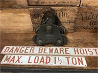 Industrial Hoist Dolly with Danger Max Load Signs