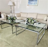 2 MCM Chrome Accent Tables *Glass is chipped -