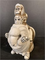 CRUSHED MARBLE JESTER AND MONKEY RIDING A RAM