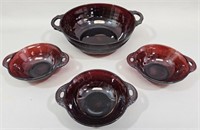 Depression Royal Ruby Glass Serving Bowl, 3Dessert