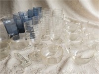 Box lot of assorted vintage glasses, tea cups,