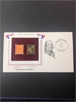 Stamp Benjamin Franklin + 22k gold see pic