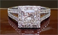 2.00 Ct Diamond Princess Halo Engagement Ring