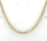 $ 52,000 27 Ct Diamond Tennis Necklace 14 Kt