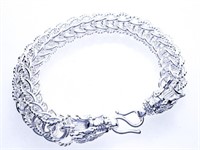 Silver Circle Link Tube Style Bracelet -Dragon Hea
