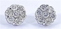 2.25 Ct Diamond Cluster Stud Earrings 14 Kt