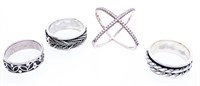 Group of 4 Estate Sterling Silver Rings