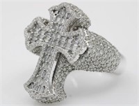 $ 11,250 4.60 Ct Men Diamond Cross Ring 10 Kt