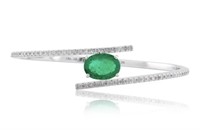 $ 7200 4.45 Ct Zambian Emerald Diamond Bracelet