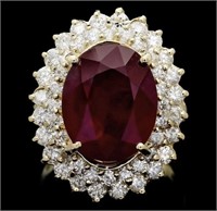 $ 13,600 10 Ct Ruby 2.10 Ct Diamond Ring