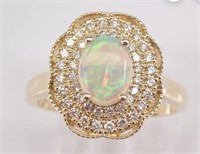 2.00 Ct Australian Opal Diamond Ring 14 Kt