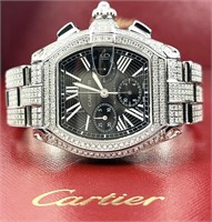 Cartier Roadster XL 13 Ct Diamond Watch 43 MM