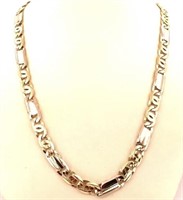 14 Kt Tiger Eye Two Tone Italian Necklace