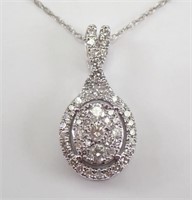 .60 Ct Diamond Cluster Pendant Necklace 10 Kt