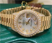Rolex Ladies President MOP Diamond Watch 1.13 Ct