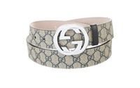 Gucci Neutral Leather Patterned Belt