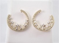 .75 Ct Diamond Circle Contemporary Earrings 10 Kt