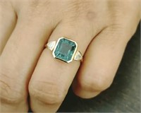3.35 Ct Emerald Diamond Ring 14 Kt