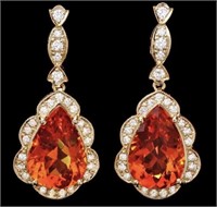 $ 12,600 17 Ct Citrine 1.40 Ct Diamond Earrings