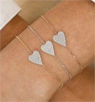 .35 Ct Diamond Heart Bracelet 14 Kt