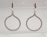 .55 Ct Diamond Dangle Modern Circle Earrings 10 Kt