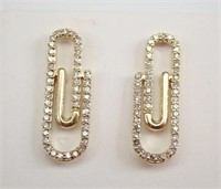14 Kt .30 Ct Diamond Paperclip Earrings