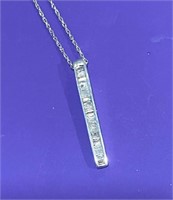 .20 Ct Diamond Bar Pendant Necklace 10 Kt