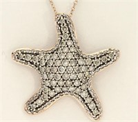 1.25 Ct Starfish Pendant Necklace 14 Kt