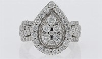 2.50 Ct Diamond Pear Cluster Halo Ring 10 Kt