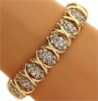 $ 16,820 9 Ct Diamond Cluster Link Bracelet 14 Kt