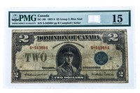 Canada 1923 S $2 Group 2, Blue Seal Choice Fine 15